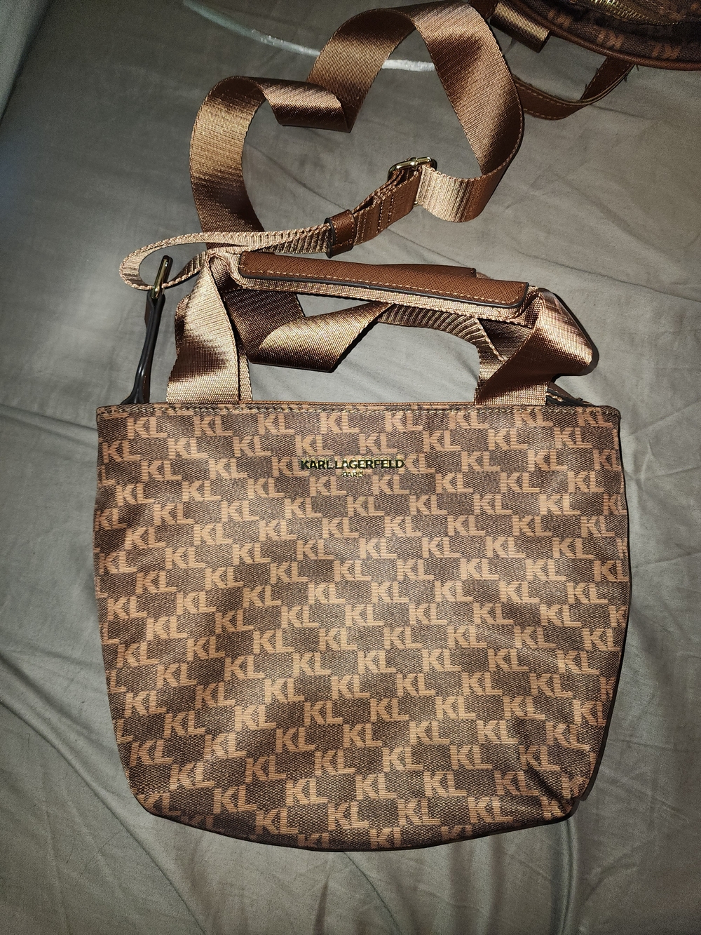 KARL LAGERFELD Brown Monogram Crossbody Tote